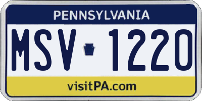 PA license plate MSV1220