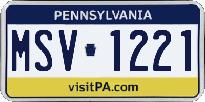PA license plate MSV1221
