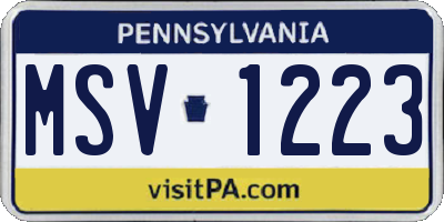 PA license plate MSV1223