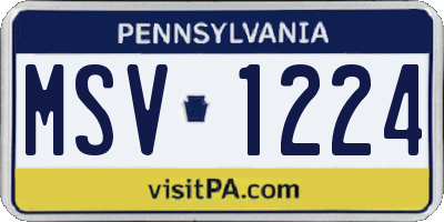 PA license plate MSV1224