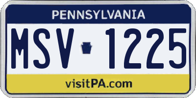 PA license plate MSV1225