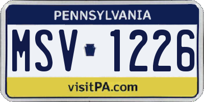 PA license plate MSV1226