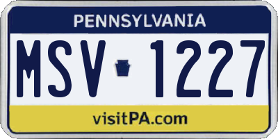 PA license plate MSV1227
