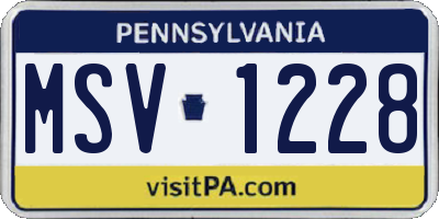 PA license plate MSV1228