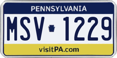 PA license plate MSV1229