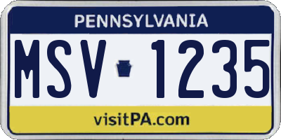 PA license plate MSV1235