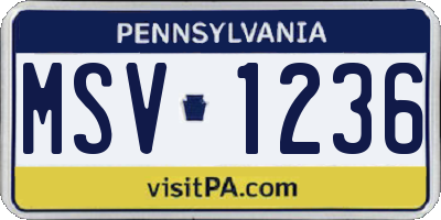 PA license plate MSV1236
