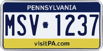 PA license plate MSV1237