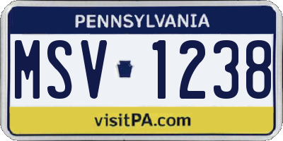 PA license plate MSV1238