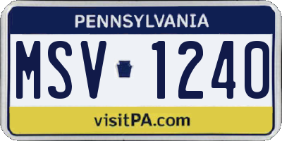 PA license plate MSV1240