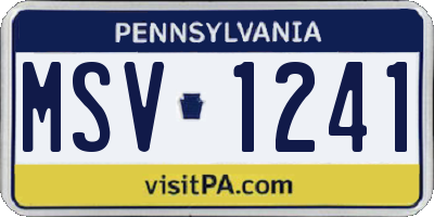 PA license plate MSV1241