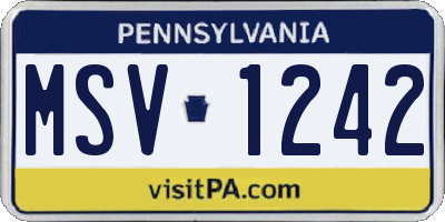 PA license plate MSV1242