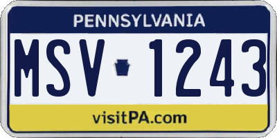 PA license plate MSV1243