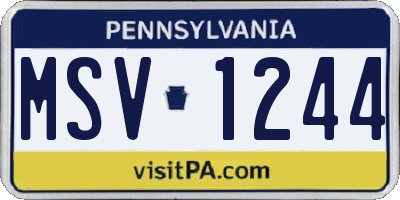 PA license plate MSV1244