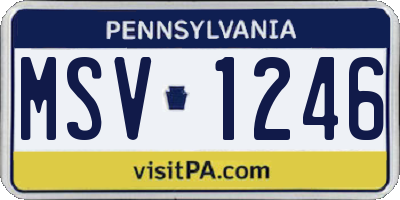 PA license plate MSV1246