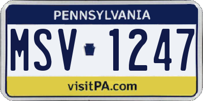 PA license plate MSV1247
