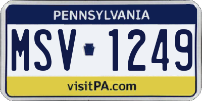 PA license plate MSV1249