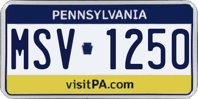 PA license plate MSV1250