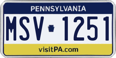 PA license plate MSV1251