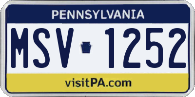 PA license plate MSV1252