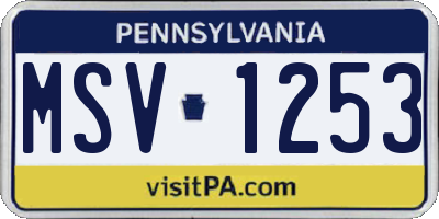 PA license plate MSV1253