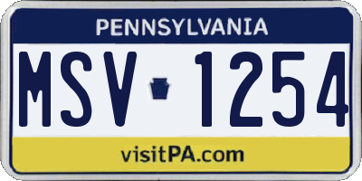 PA license plate MSV1254