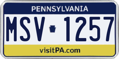 PA license plate MSV1257
