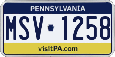 PA license plate MSV1258