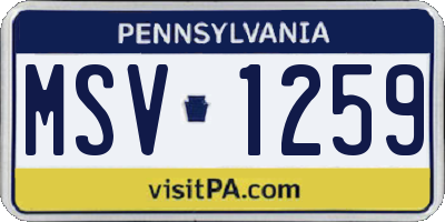 PA license plate MSV1259