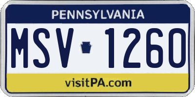 PA license plate MSV1260