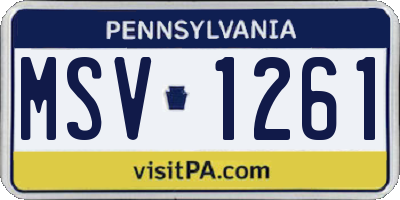 PA license plate MSV1261