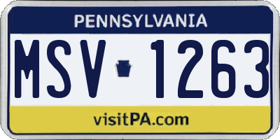 PA license plate MSV1263