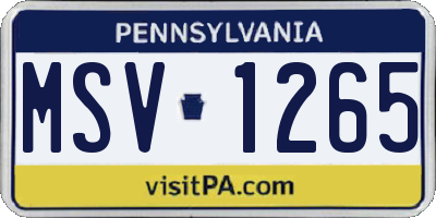 PA license plate MSV1265