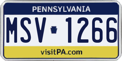 PA license plate MSV1266