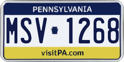 PA license plate MSV1268