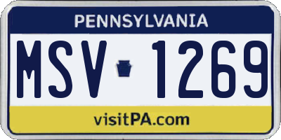 PA license plate MSV1269