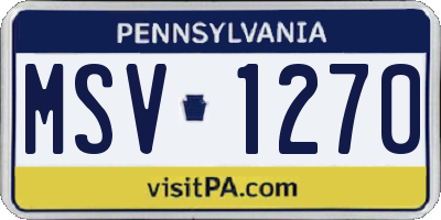 PA license plate MSV1270