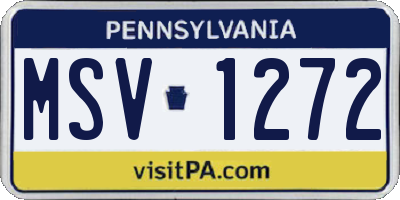 PA license plate MSV1272
