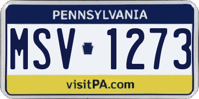 PA license plate MSV1273