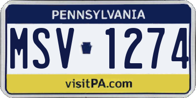 PA license plate MSV1274