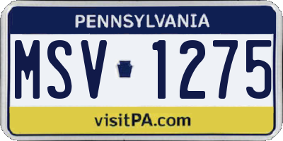 PA license plate MSV1275