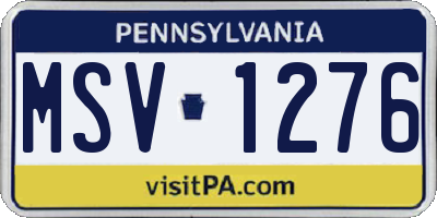 PA license plate MSV1276