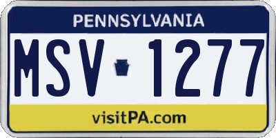 PA license plate MSV1277