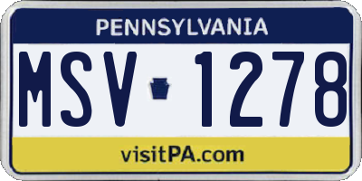 PA license plate MSV1278