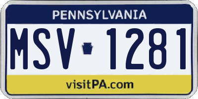 PA license plate MSV1281