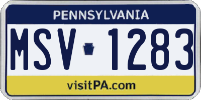 PA license plate MSV1283