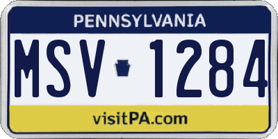 PA license plate MSV1284