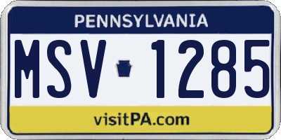 PA license plate MSV1285