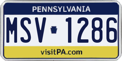 PA license plate MSV1286