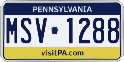 PA license plate MSV1288